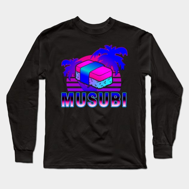 Musubi 80s 90s Retro Hawaiian Long Sleeve T-Shirt by Huhnerdieb Apparel
